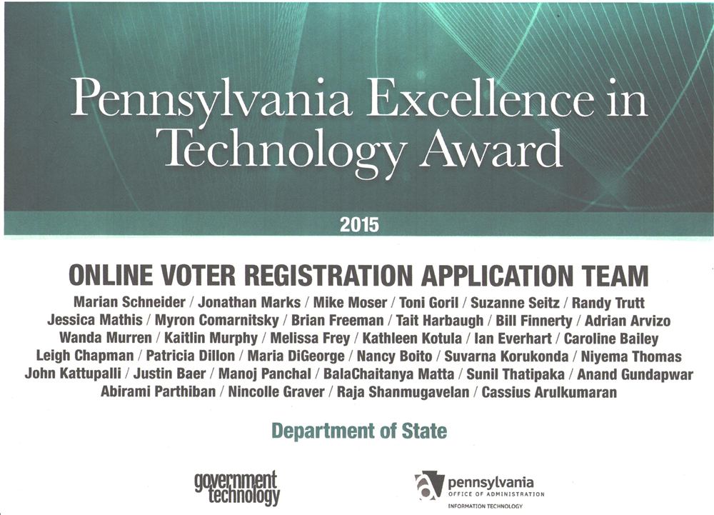 Pennsylvania Excellence in Technology Award